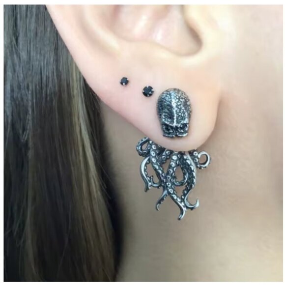 Exaggerated Retro Octopus Earrings Gothic Punk Steampunk Statement Jewelry NEW - Picture 1 of 3